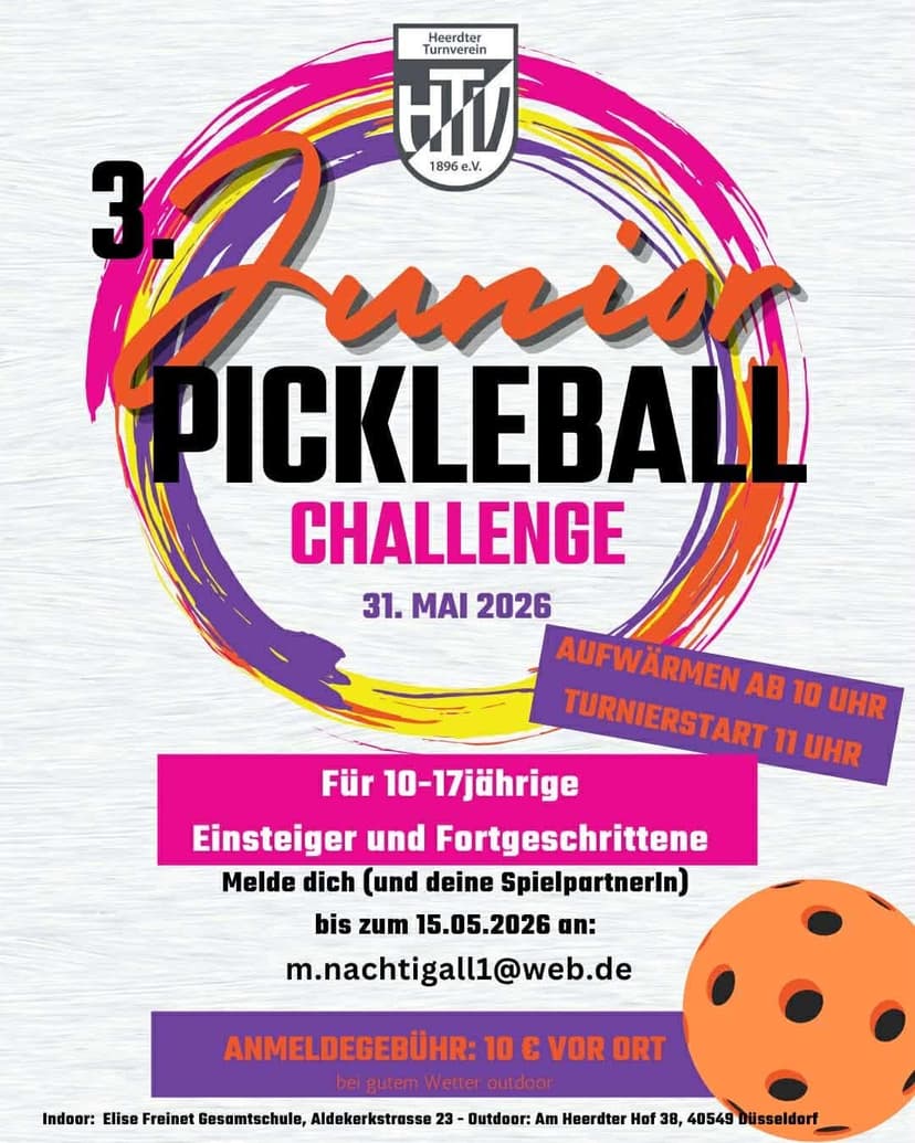 Plakat: 3. Junior Pickleball Challenge Düsseldorf
